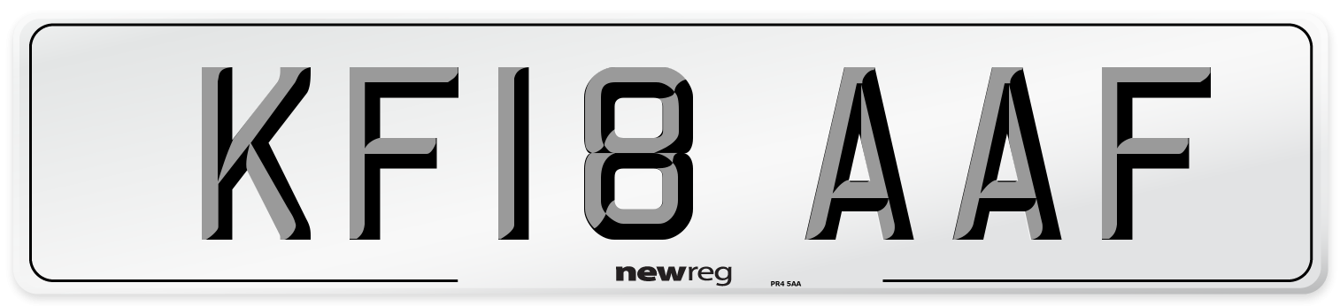 KF18 AAF Number Plate from New Reg